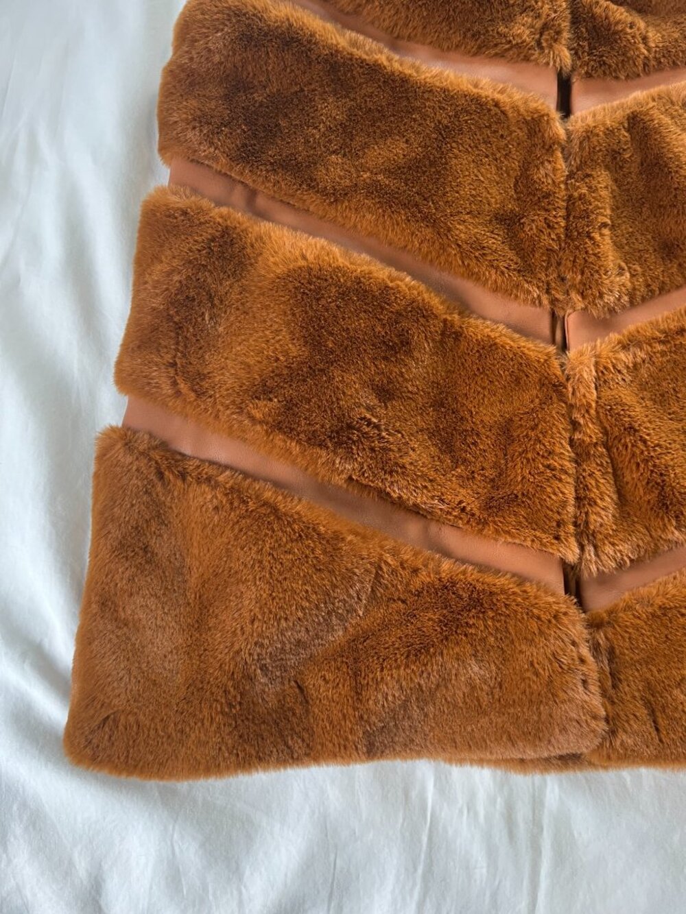 Joseph Ribkoff Maple Brown Faux Fur Hooded Vest - Picture 2 of 9